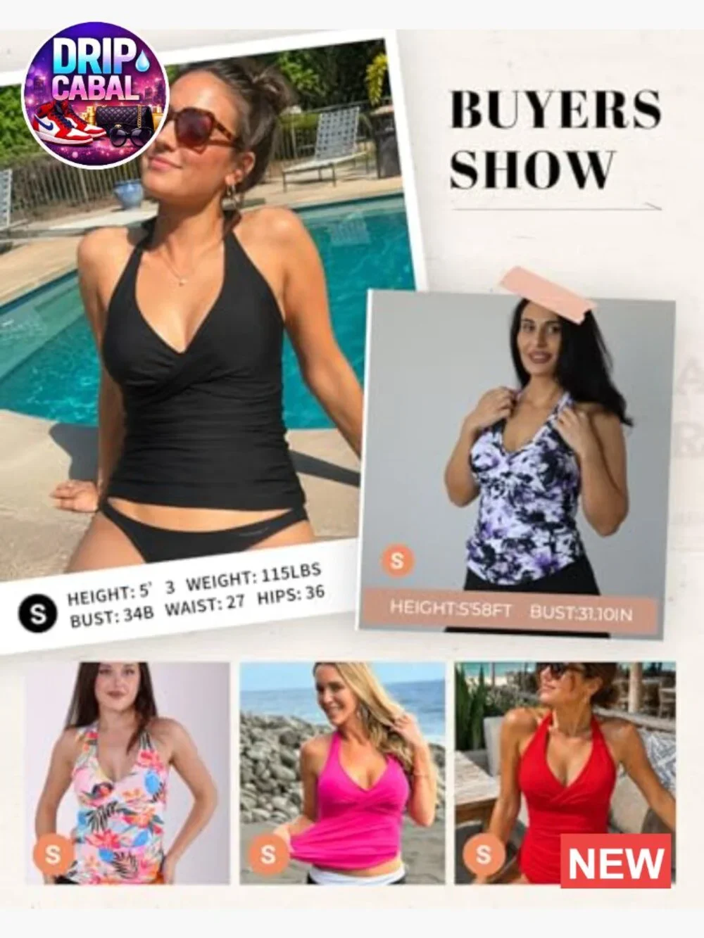 Halter Tankini Top Tummy Control Twist Front V Neck Swim Top Only